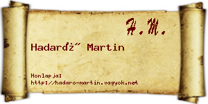 Hadaró Martin névjegykártya
